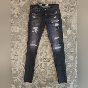 AG Adriano Goldschmied Dark Distressed Skinny Jeans, 26